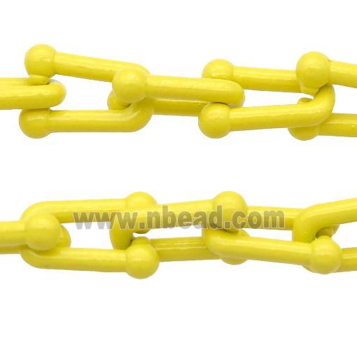Alloy U-shape Chain with fire yellow lacquered