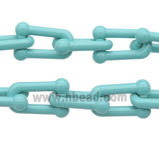 Alloy U-shape Chain with fire teal lacquered