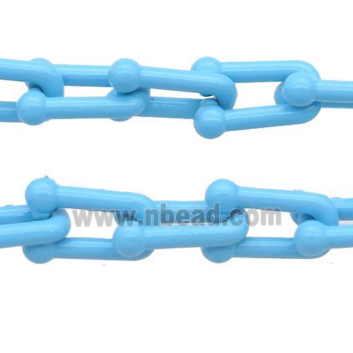 Alloy U-shape Chain with fire lt.blue lacquered