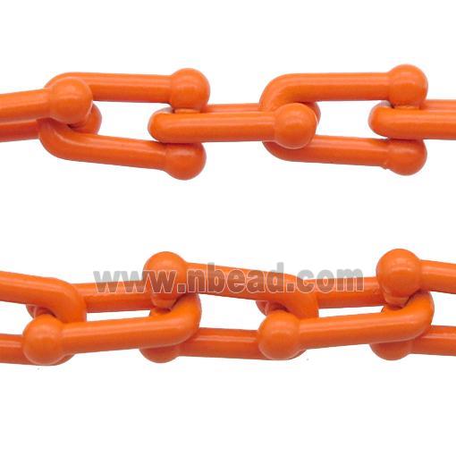 Alloy U-shape Chain with fire orange lacquered