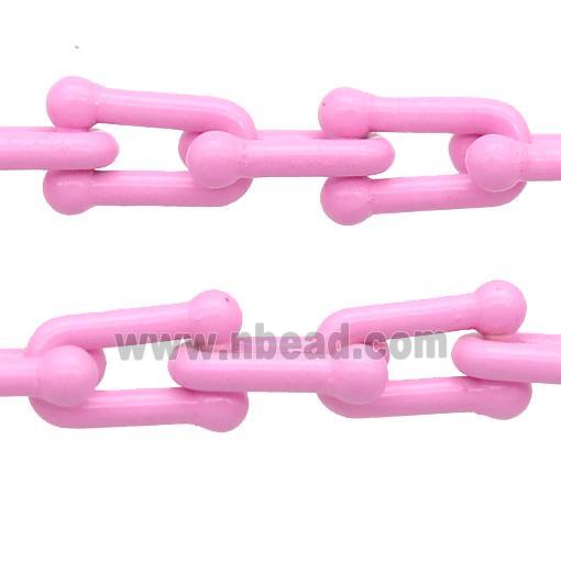Alloy U-shape Chain with fire lt.pink lacquered
