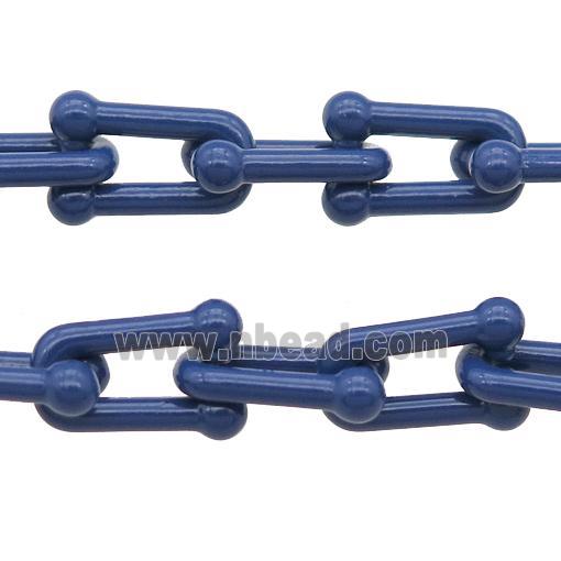 Alloy U-shape Chain with fire navyblue lacquered