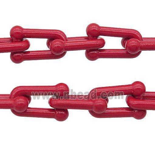 Alloy U-shape Chain with fire red lacquered