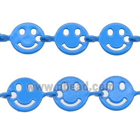 Copper Emoji smileface Chain with fire blue lacquered