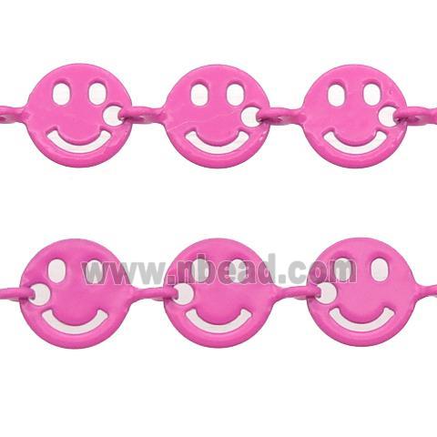 Copper Emoji smileface Chain with fire hotpink lacquered