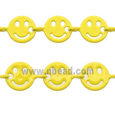 Copper Emoji smileface Chain with fire yellow lacquered