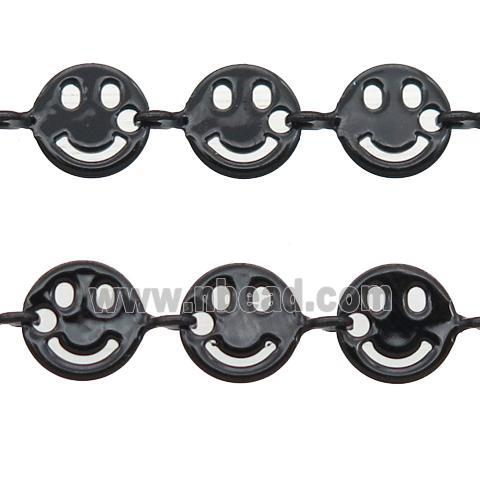 Copper Emoji smileface Chain with fire black lacquered