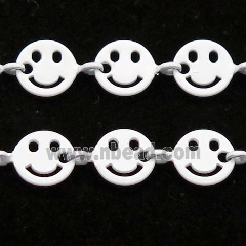 Copper Emoji smileface Chain with fire white lacquered
