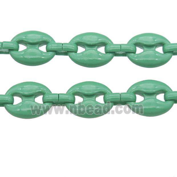 Alloy Chain with fire green lacquered, pignose