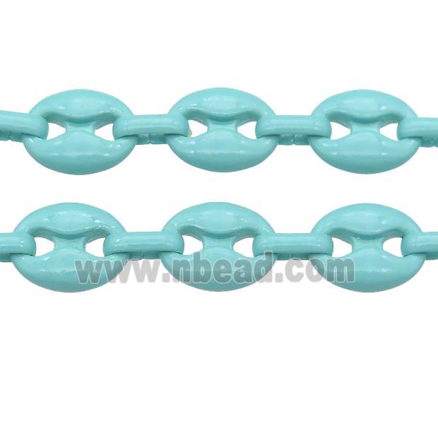 Alloy Chain with fire teal lacquered, pignose