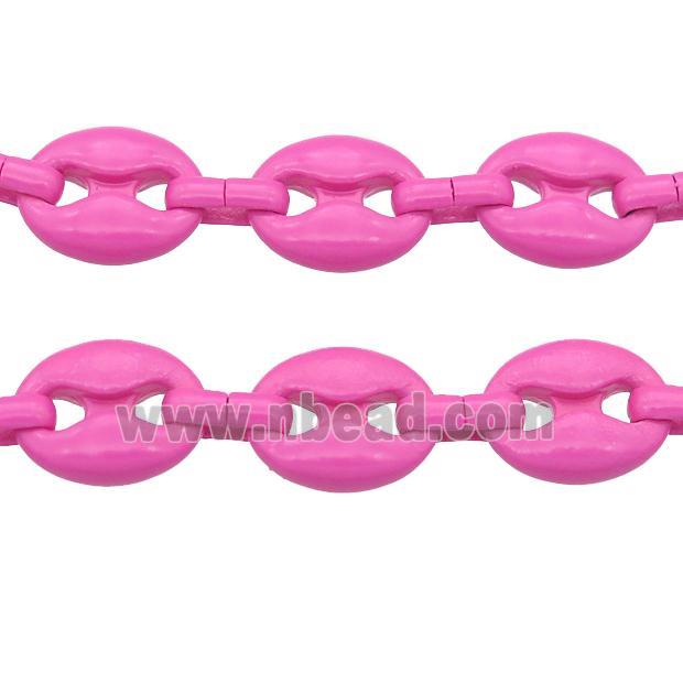 Alloy Chain with fire hotpink lacquered, pignose