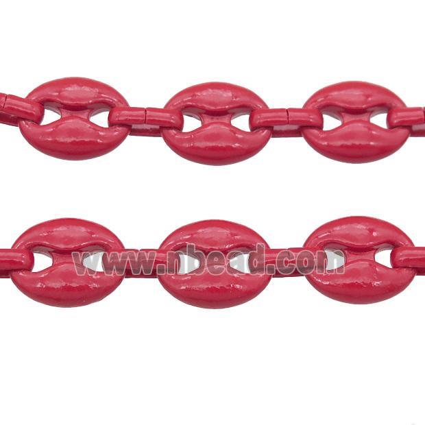 Alloy Chain with fire red lacquered, pignose