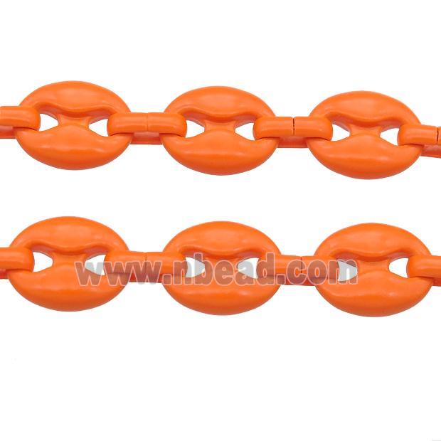 Alloy Chain with fire orange lacquered, pignose