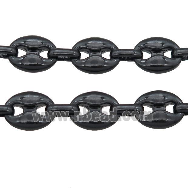 Alloy Chain with fire black lacquered, pignose