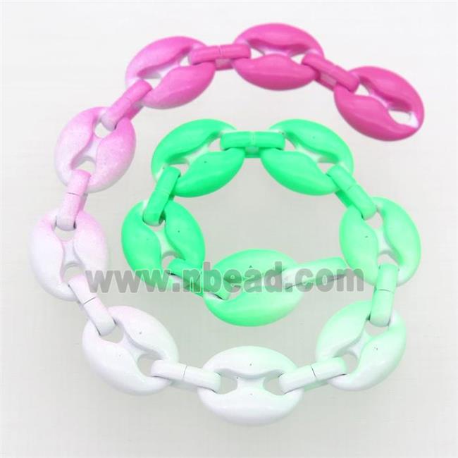 Alloy Chain with fire lacquered, pignose, multicolor