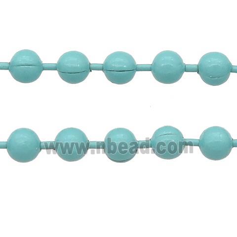 stainless Iron Ball Chain with fire teal lacquer