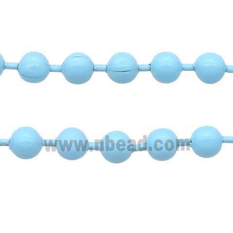 stainless Iron Ball Chain with fire lt.blue lacquer
