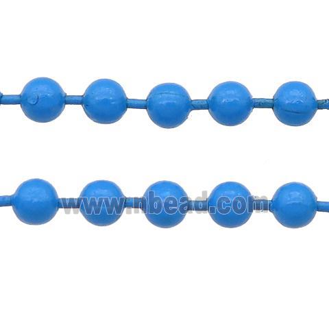stainless Iron Ball Chain with fire royalblue lacquer