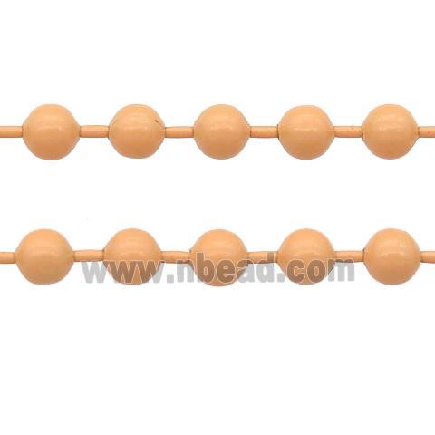stainless Iron Ball Chain with fire peach lacquer