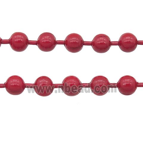 stainless Iron Ball Chain with fire red lacquer