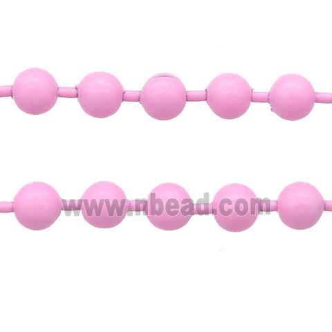 stainless Iron Ball Chain with fire lt.pink lacquer