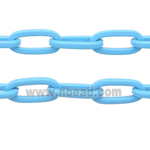 Alloy Paperclip Chain with fire lt.blue lacquered