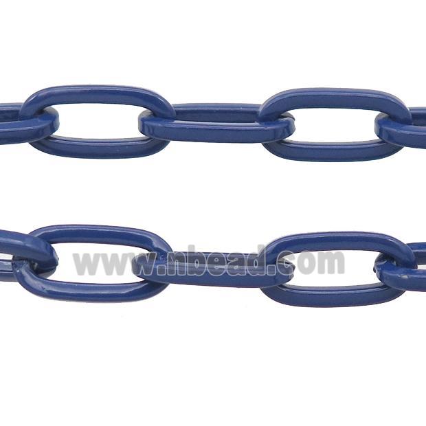 Alloy Paperclip Chain with fire navyblue lacquered