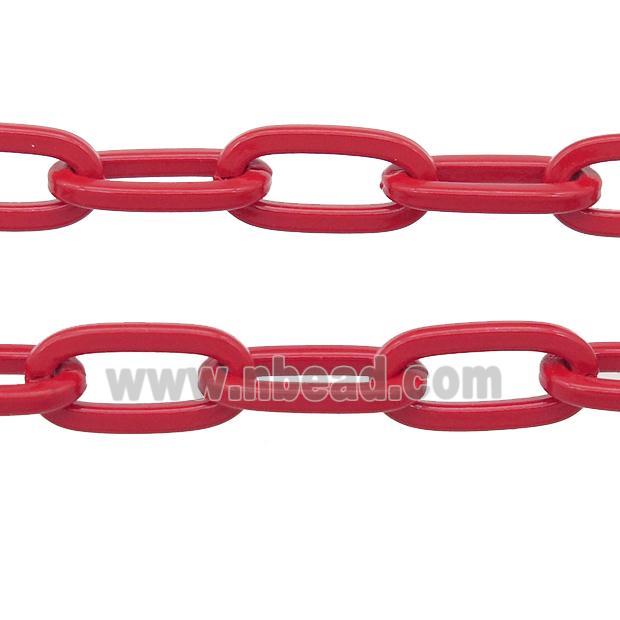 Alloy Paperclip Chain with fire red lacquered