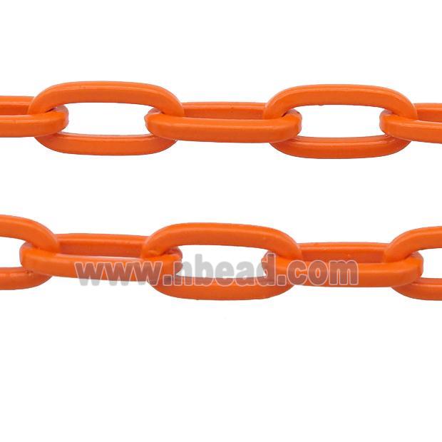 Alloy Paperclip Chain with fire orange lacquered