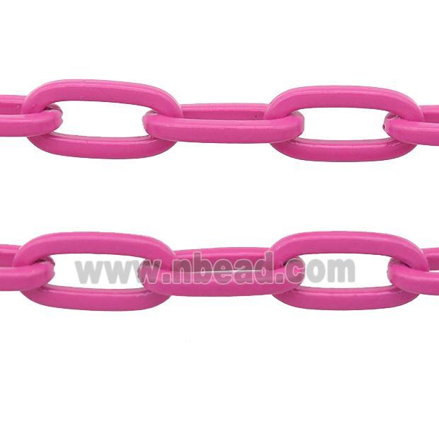 Alloy Paperclip Chain with fire hotpink lacquered