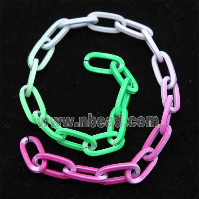 Alloy Paperclip Chain with fire lacquered, multicolor