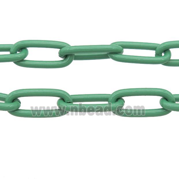 Alloy Paperclip Chain with fire green lacquered