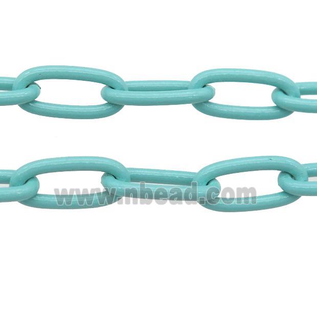 Alloy Paperclip Chain with fire teal lacquered
