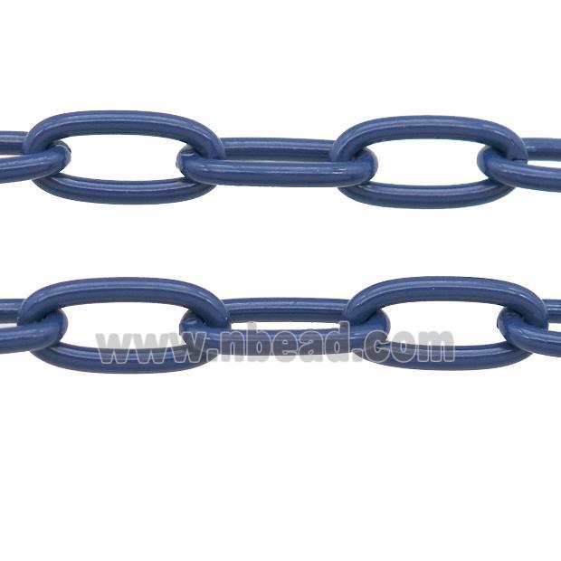 Alloy Paperclip Chain with fire navyblue lacquered