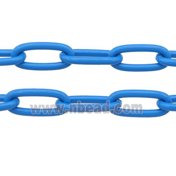 Alloy Paperclip Chain with fire skyblue lacquered
