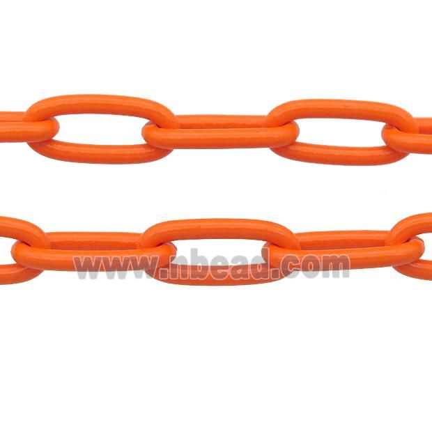Alloy Paperclip Chain with fire orange lacquered