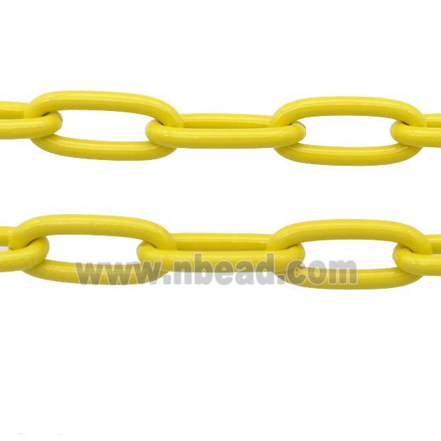 Alloy Paperclip Chain with fire yellow lacquered
