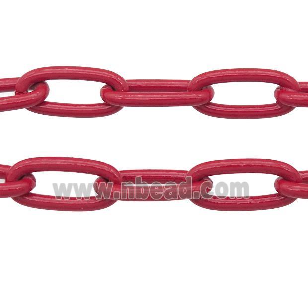 Alloy Paperclip Chain with fire red lacquered