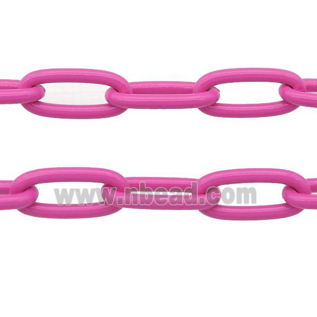 Alloy Paperclip Chain with fire hotpink lacquered