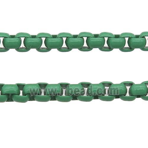 stainless Iron Box Chain with fire green lacquered