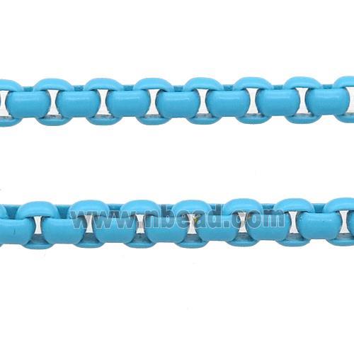 stainless Iron Box Chain with fire blue lacquered