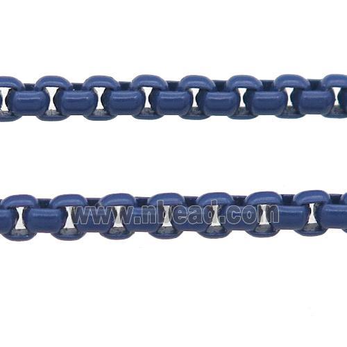 stainless Iron Box Chain with fire navyblue lacquered