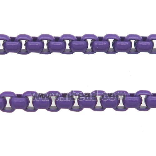 stainless Iron Box Chain with fire purple lacquered