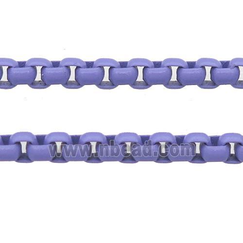 stainless Iron Box Chain with fire lavender lacquered