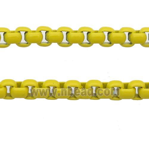 stainless Iron Box Chain with fire yellow lacquered