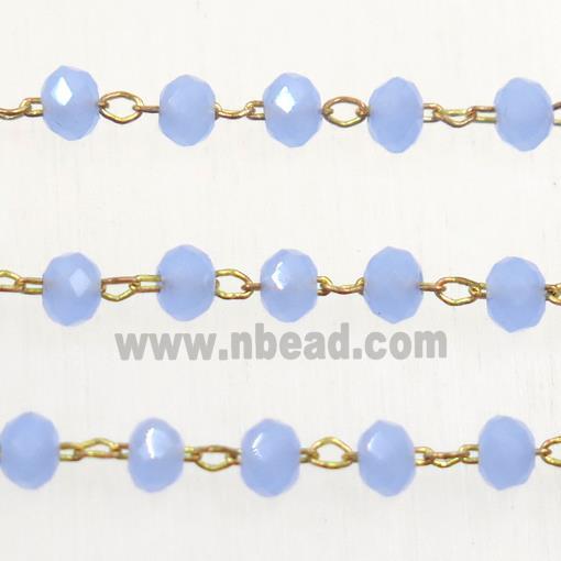 copper chain with lavender rondelle Chinese Crystal Glass beads