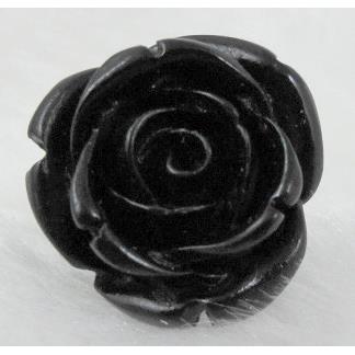 Compositive coral rose, Finger ring, black