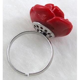 Compositive coral rose, Finger ring, Red