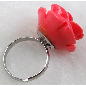 Compositive coral rose, Finger ring, hot pink