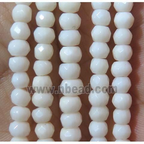 white coral beads, faceted rondelle